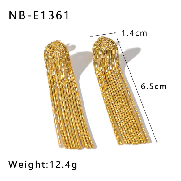 Wholesale Women's Stainless Steel 18K Gold Plated Starfish Tassel Earrings With Star And Geometric Pattern Furnace Vacuum Plated