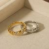 Wholesale Women's Stainless Steel 18K Gold Plated Twist Thread Geometric Diamond Ring With Electroplating