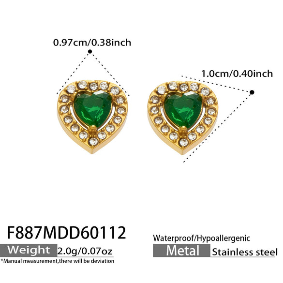 Wholesale Women's Stainless Steel 18K Gold Plated Water Drop Full Diamond Zircon Pendant Necklace And Earrings Set