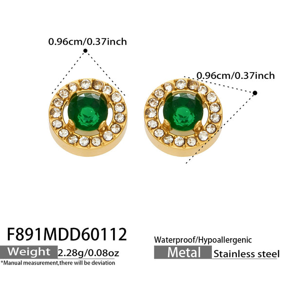 Wholesale Women's Stainless Steel 18K Gold Plated Water Drop Full Diamond Zircon Pendant Necklace And Earrings Set