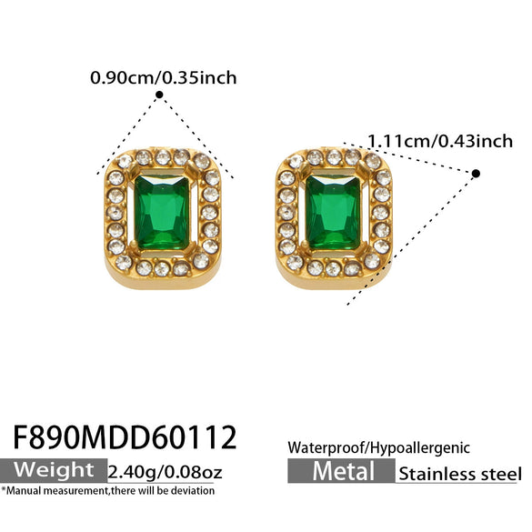Wholesale Women's Stainless Steel 18K Gold Plated Water Drop Full Diamond Zircon Pendant Necklace And Earrings Set