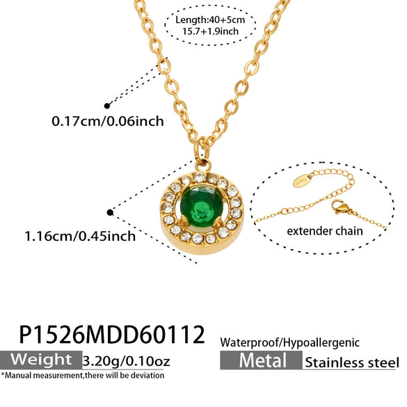Wholesale Women's Stainless Steel 18K Gold Plated Water Drop Full Diamond Zircon Pendant Necklace And Earrings Set