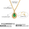 Wholesale Women's Stainless Steel 18K Gold Plated Water Drop Full Diamond Zircon Pendant Necklace And Earrings Set