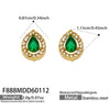 Wholesale Women's Stainless Steel 18K Gold Plated Water Drop Full Diamond Zircon Pendant Necklace And Earrings Set