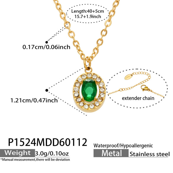 Wholesale Women's Stainless Steel 18K Gold Plated Water Drop Full Diamond Zircon Pendant Necklace And Earrings Set