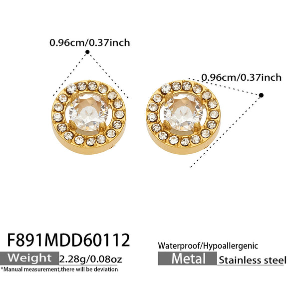 Wholesale Women's Stainless Steel 18K Gold Plated Water Drop Full Diamond Zircon Pendant Necklace And Earrings Set