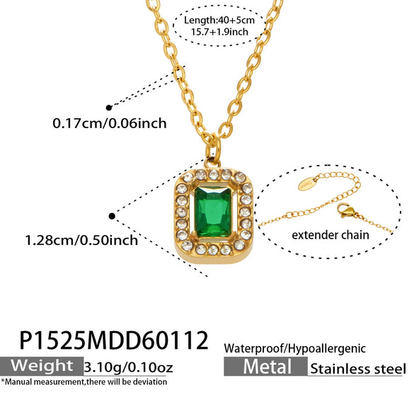 Wholesale Women's Stainless Steel 18K Gold Plated Water Drop Full Diamond Zircon Pendant Necklace And Earrings Set