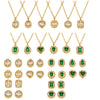 Wholesale Women's Stainless Steel 18K Gold Plated Water Drop Full Diamond Zircon Pendant Necklace And Earrings Set
