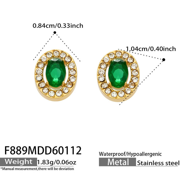 Wholesale Women's Stainless Steel 18K Gold Plated Water Drop Full Diamond Zircon Pendant Necklace And Earrings Set