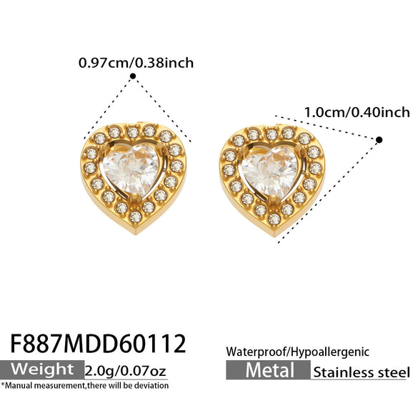 Wholesale Women's Stainless Steel 18K Gold Plated Water Drop Full Diamond Zircon Pendant Necklace And Earrings Set