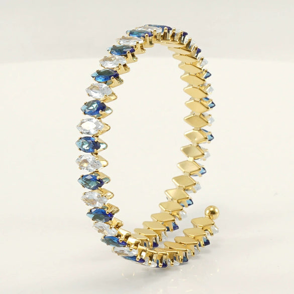 Wholesale Women's 316L Stainless Steel 18K Gold Vacuum Plated Geometric Diamond Bracelet