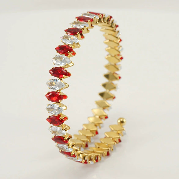 Wholesale Women's 316L Stainless Steel 18K Gold Vacuum Plated Geometric Diamond Bracelet