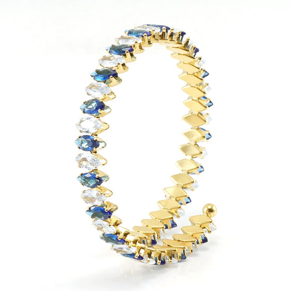 Wholesale Women's 316L Stainless Steel 18K Gold Vacuum Plated Geometric Diamond Bracelet