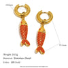 Wholesale Women's Stainless Steel 18K Goldplated Colorful Enamel Animal Zodiac Style Earrings