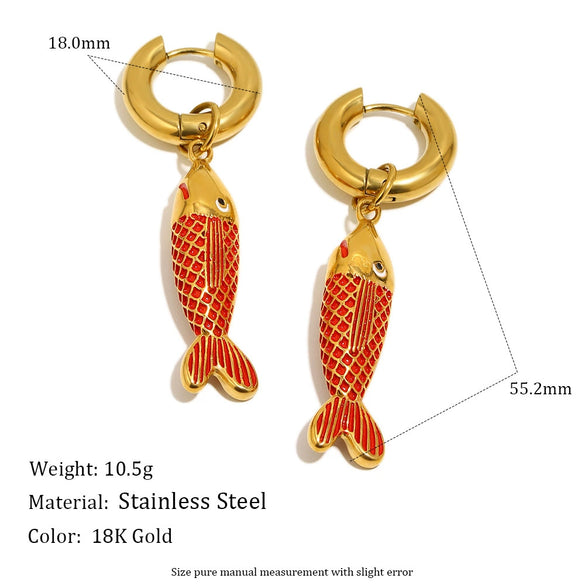 Wholesale Women's Stainless Steel 18K Goldplated Colorful Enamel Animal Zodiac Style Earrings