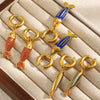 Wholesale Women's Stainless Steel 18K Goldplated Colorful Enamel Animal Zodiac Style Earrings
