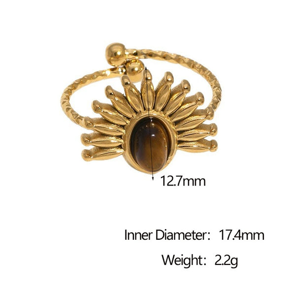 Wholesale Women's Stainless Steel 18K Goldplated Flowershaped Ring With Simple Style
