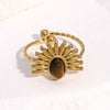 Wholesale Women's Stainless Steel 18K Goldplated Flowershaped Ring With Simple Style