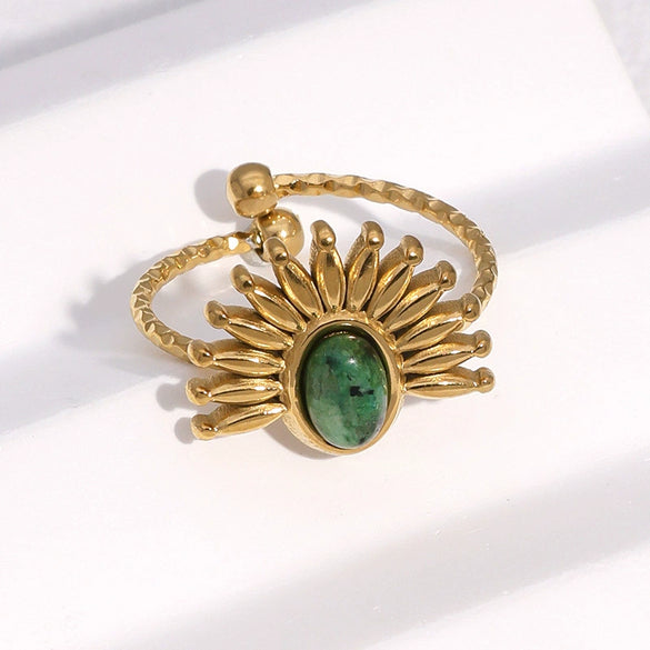Wholesale Women's Stainless Steel 18K Goldplated Flowershaped Ring With Simple Style