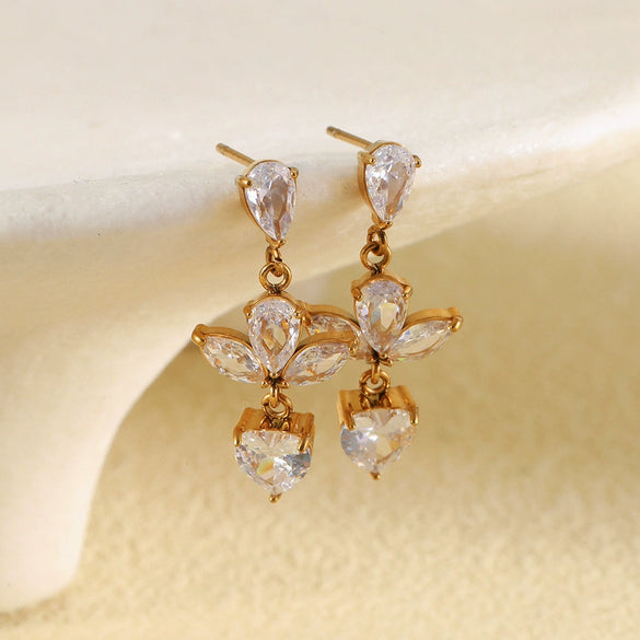Wholesale Women's Stainless Steel 18K Goldplated Geometric Flower Stud Earrings