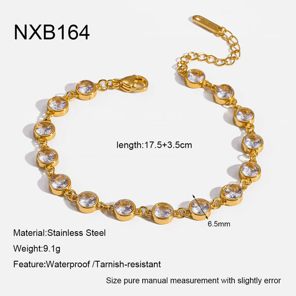 Wholesale Women's Stainless Steel 18K Goldplated Geometric Heartshaped Zirconia Bracelet Light Luxury Highend Jewelry