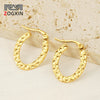 Wholesale Women's 316L Stainless Steel 18K Goldplated Geometric Oval Embossed Earrings