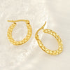 Wholesale Women's 316L Stainless Steel 18K Goldplated Geometric Oval Embossed Earrings