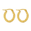 Wholesale Women's 316L Stainless Steel 18K Goldplated Geometric Oval Embossed Earrings