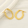 Wholesale Women's 316L Stainless Steel 18K Goldplated Geometric Oval Embossed Earrings