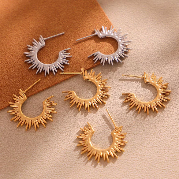 Wholesale Women's Stainless Steel 18K Goldplated Geometric Pattern Fashion Earrings