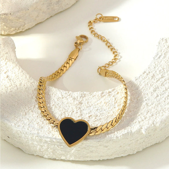 Wholesale Women's Stainless Steel 18K Goldplated Heartshaped Bracelet For Office Ladies