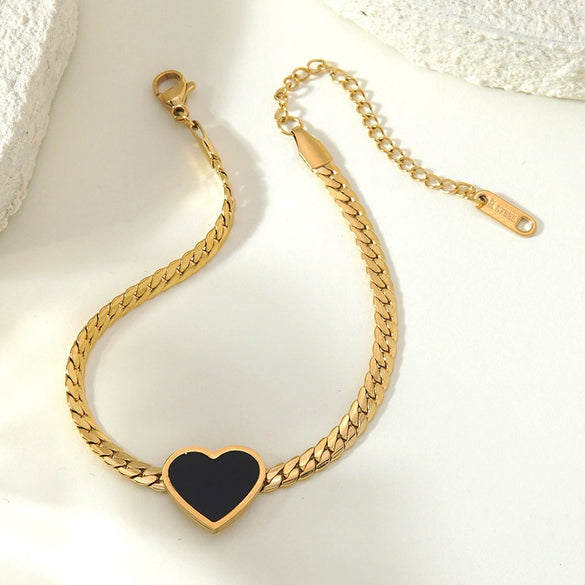 Wholesale Women's Stainless Steel 18K Goldplated Heartshaped Bracelet For Office Ladies