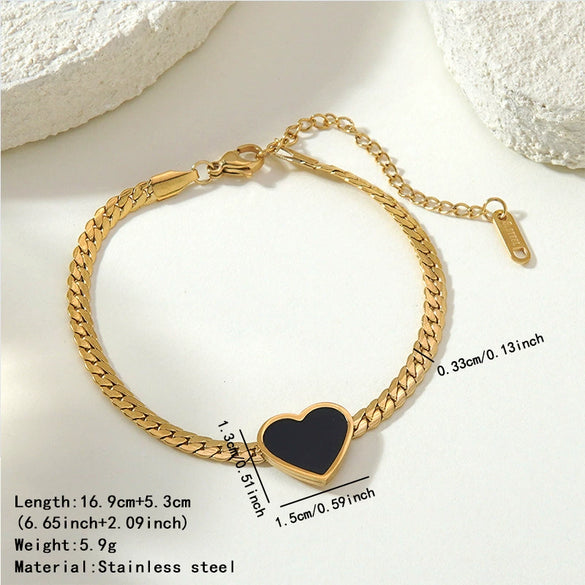 Wholesale Women's Stainless Steel 18K Goldplated Heartshaped Bracelet For Office Ladies