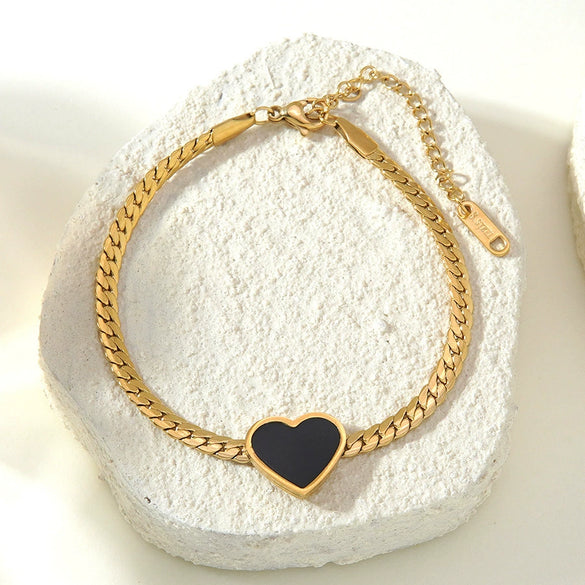 Wholesale Women's Stainless Steel 18K Goldplated Heartshaped Bracelet For Office Ladies