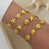 Wholesale Women's Stainless Steel 18K Real Gold Plated Animal Zodiac Starfish And Shell Bracelet