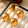 Wholesale Women's Stainless Steel 18K Real Gold Plated Geometric Retro Chubby Spherical Ring