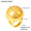 Wholesale Women's Stainless Steel 18K Real Gold Plated Geometric Retro Chubby Spherical Ring