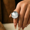 Wholesale Women's Stainless Steel 18K Real Gold Plated Geometric Retro Chubby Spherical Ring
