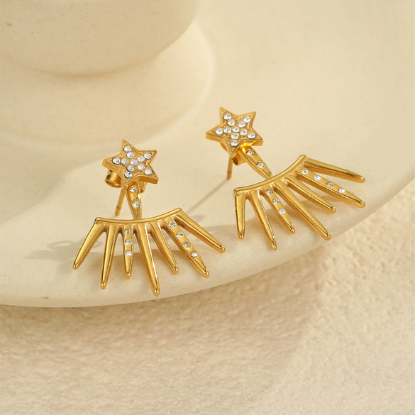 Wholesale Women's Stainless Steel 18K Star Geometric Fashion Exaggerated Electroplated Earrings