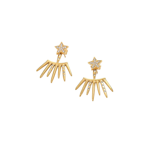 Wholesale Women's Stainless Steel 18K Star Geometric Fashion Exaggerated Electroplated Earrings