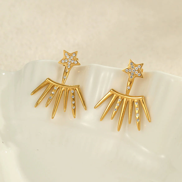 Wholesale Women's Stainless Steel 18K Star Geometric Fashion Exaggerated Electroplated Earrings