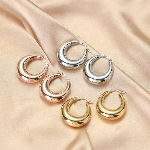 Wholesale Women's Stainless Steel 18K Vacuum Goldplated Geometric Earrings