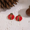 Wholesale Women's Stainless Steel Ladybug Earrings With Pvd Furnace Vacuum Real Gold Plating