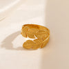 Wholesale Women's Stainless Steel Leaf And Flower Rings With Gold Electroplating