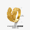 Wholesale Women's Stainless Steel Leaf And Flower Rings With Gold Electroplating
