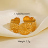 Wholesale Women's Stainless Steel Leaf Geometric Lines Cross Opening Adjustable Ring With Electroplating