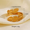 Wholesale Women's Stainless Steel Leaf Geometric Lines Cross Opening Adjustable Ring With Electroplating
