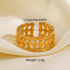 Wholesale Women's Stainless Steel Leaf Geometric Lines Cross Opening Adjustable Ring With Electroplating