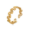 Wholesale Women's Stainless Steel Leaf Geometric Open Adjustable Ring With Electroplating