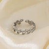 Wholesale Women's Stainless Steel Leaf Geometric Open Adjustable Ring With Electroplating